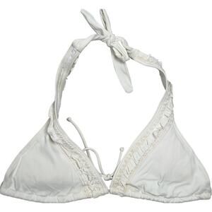 Victoria Secret Ruffle Triangle White Swim top Medium